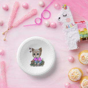 Bols En Carton Cute Kitty Chat et Papillon