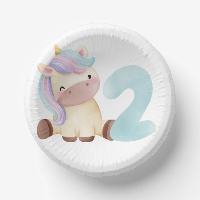 Bols En Carton Cute licorne 2e anniversaire (Recto)