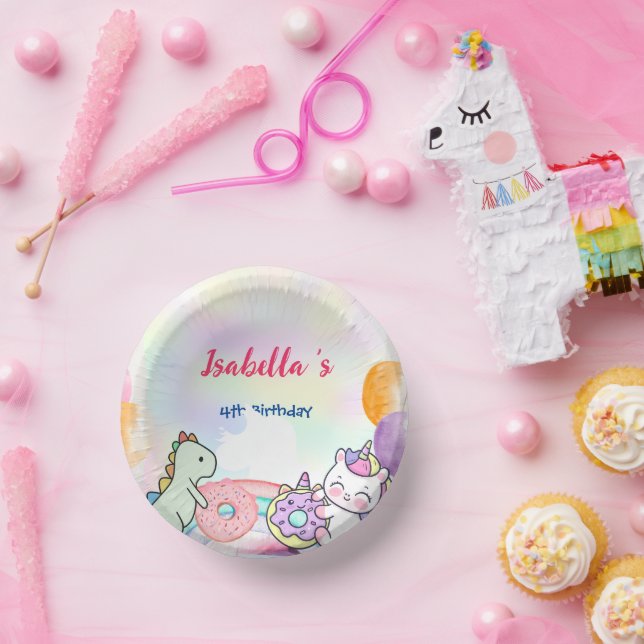 Bols En Carton Cute Magique Rainbow Dino Unicorn Anniversaire (Fête)