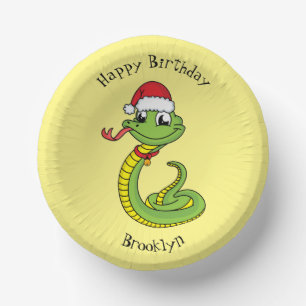 Bols En Carton Cute serpent vert avec chapeau santa dessin animé