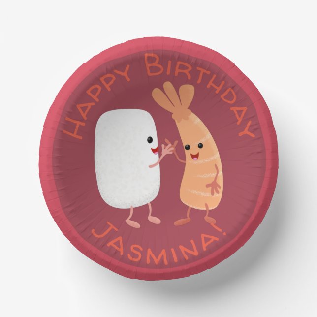 Bols En Carton Cute sushi riz crevettes amis dessin animé (Recto)