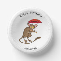 Cute Tarsier avec dessin animé parapluie