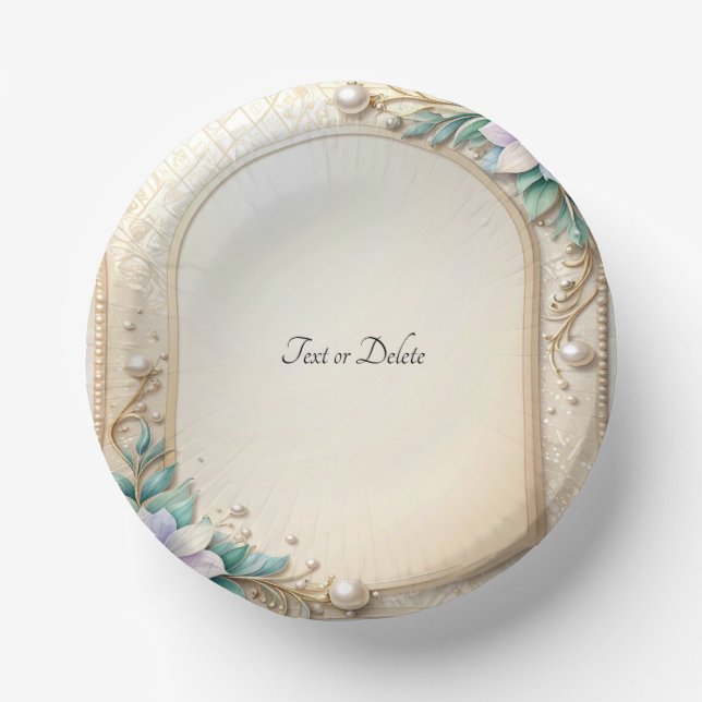 Bols En Carton Decorative Floral Frame with Pearls (Recto)