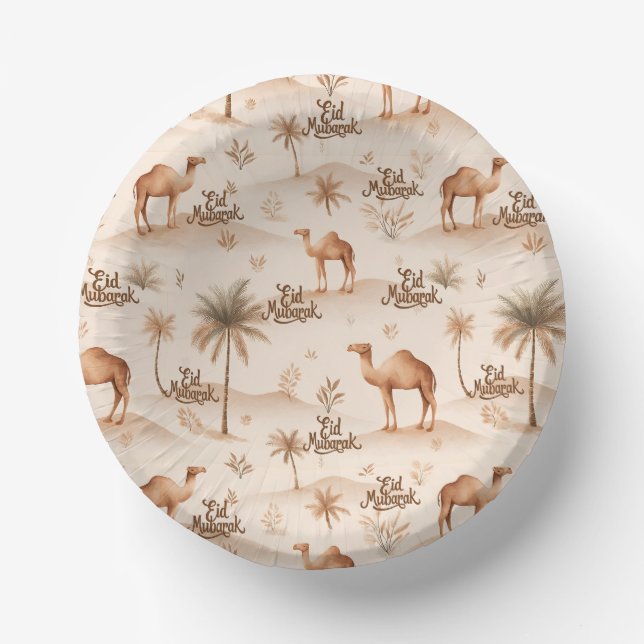 Bols En Carton Desert Palms & Camels Paper Bowls – Brown Theme (Recto)