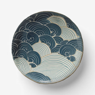 Bols En Carton Design traditionnel japonais Blue Wave en céramiqu