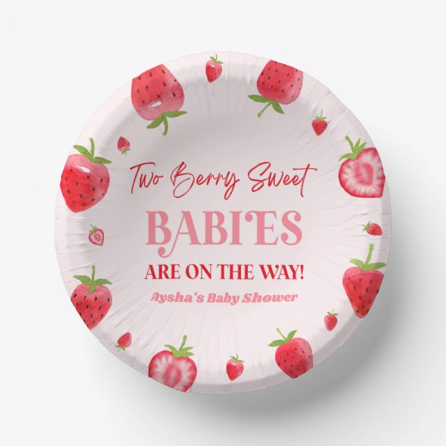 Bols En Carton Deux Berry Sweet Baby Baby shower Twin fraise (Recto)