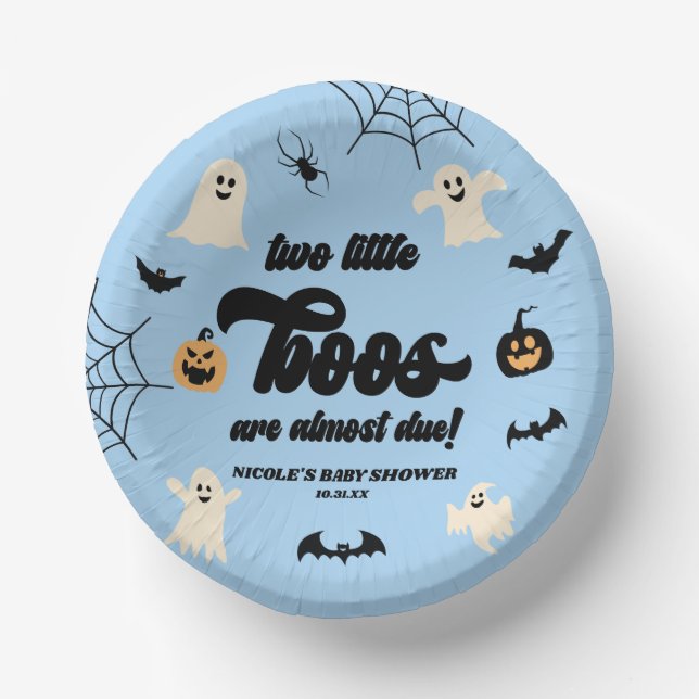 Bols En Carton Deux petits boos jumeaux Baby shower d'Halloween (Recto)