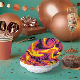 Bols En Carton Déversement - orange, noir, rose et jaune