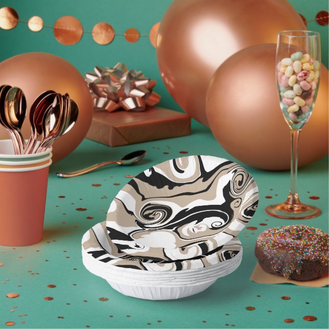 Bols En Carton Déversement - Taupe, noir et blanc (Multi)