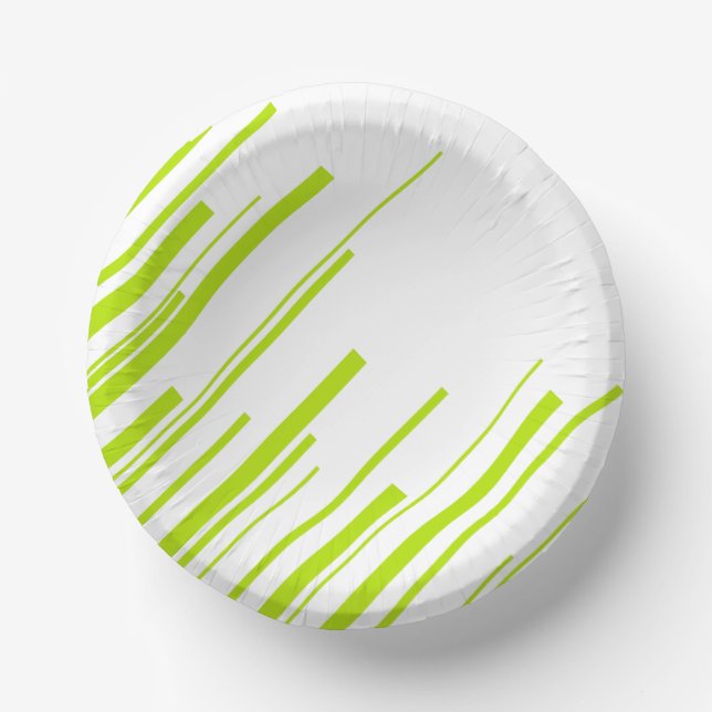 Bols En Carton Diagonales - Lime vert et blanc (Recto)