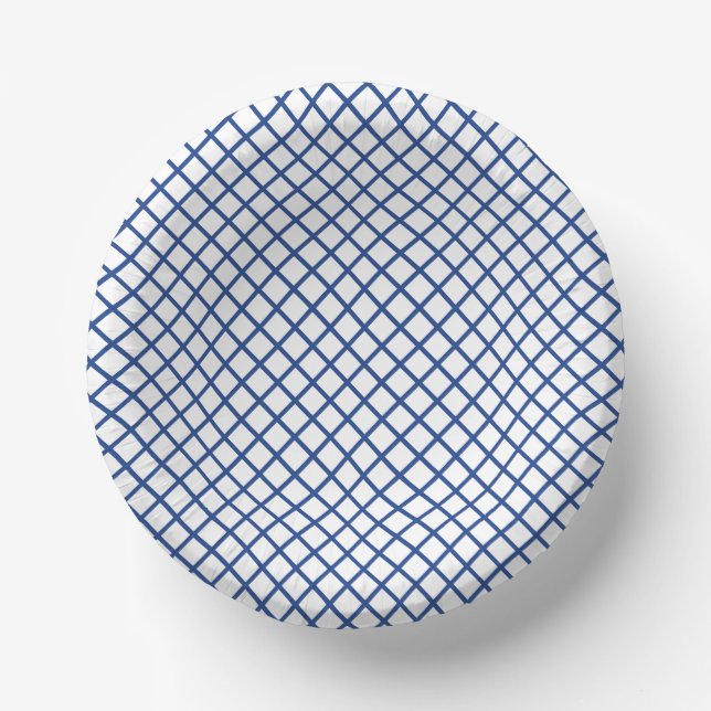 Bols En Carton Diamond Trellis True Blue - White (Recto)