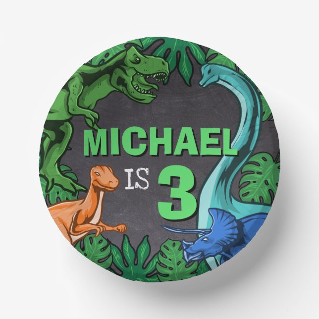 Bols En Carton Dinosaur Anniversaire Dino Trex Préhistorique Garç (Recto)