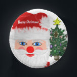 Bols En Carton Église de Santa Christmas<br><div class="desc">Joyeux Noël est écrit dans une typographie blanche festive à travers Père Noël casquette de fureur blanc rouge. Jolly Santa Claus aux joues roses, yeux bleus, barbe blanche, gros nez rouge et casquette blanc rouge. Un sapin de Noël à l'ancienne décoré dans l'arrière - plan avec un homme en pain...</div>