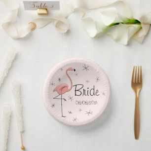Bols En Carton Épouse rose Flamant rose et date