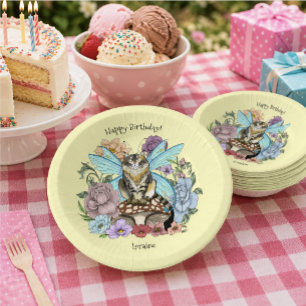 Bols En Carton Fantaisie Pastel Chat Féerique Tigré Floral