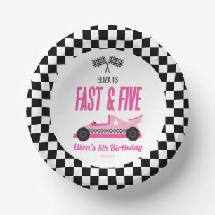 Bols En Carton Fast & Five Pink Race Car 5ème anniversaire