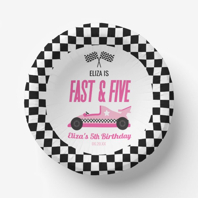 Bols En Carton Fast & Five Pink Race Car 5ème anniversaire (Recto)