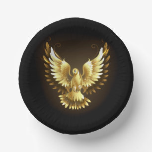 Bols En Carton Faux Gold Foil Peace Dove en noir
