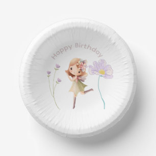 Bols En Carton Fée illustrée à la main danse avec fleurs