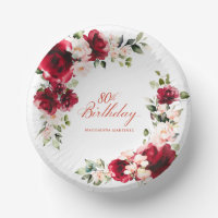 Fête d'anniversaire 80 ans personnalisée fleurs ro