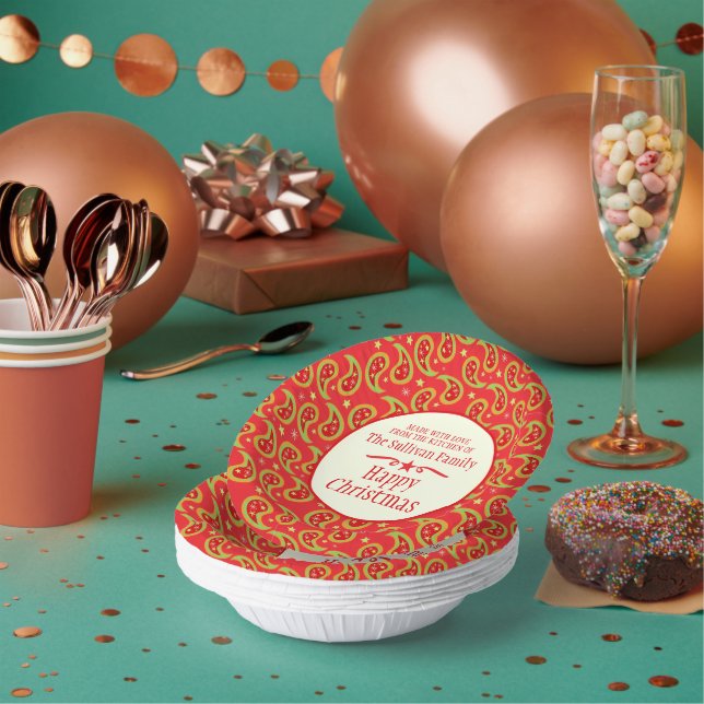 Bols En Carton Fête de Noël maison de vacances fait cuisine rouge (Multi)