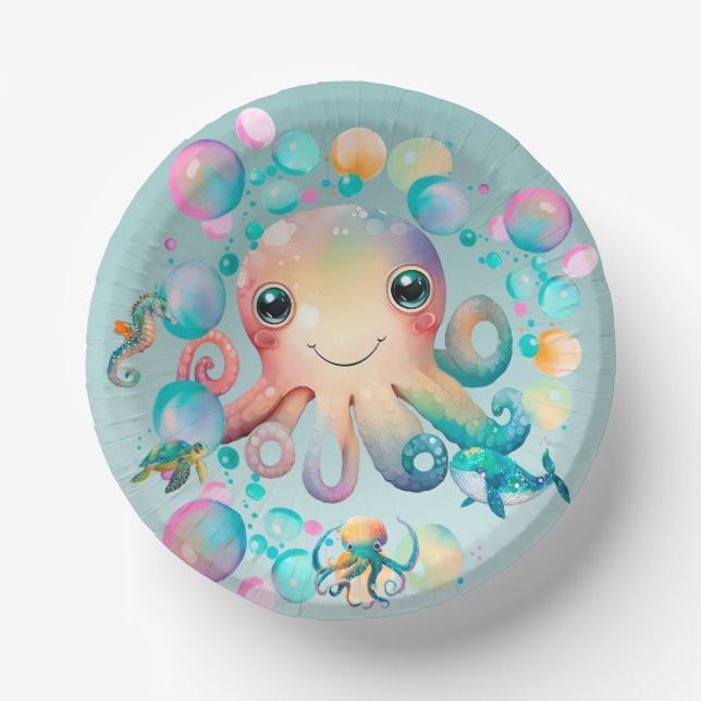 Bols En Carton Fille sous la mer Anniversaire Fournitures (Recto)