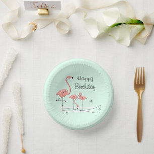 Bols En Carton Flamant rose Ocean Aqua Trio 4 Joyeux anniversaire