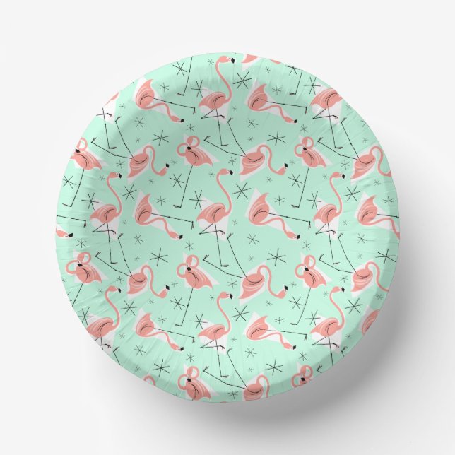 Bols En Carton Flamants roses Retro Green Multi (Recto)