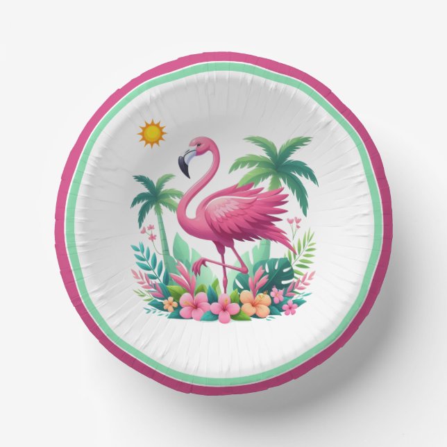 Bols En Carton Flamingo rose tropicale/Floride (Recto)