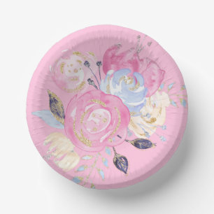 Bols En Carton Fleur de Parties scintillant d'or Pastel