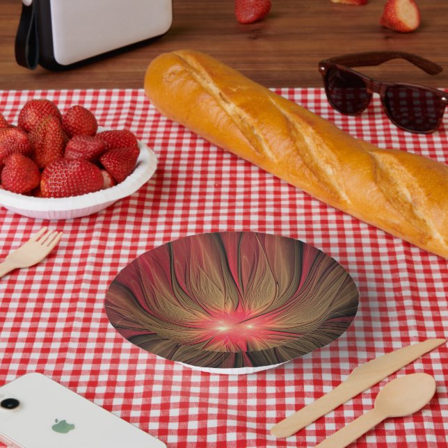 Bols En Carton Fleur fractale de fansy rouge (Pique-nique)