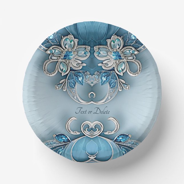 Bols En Carton Fleur Ornée Bleue (Recto)