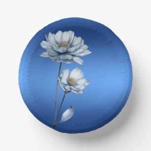 Bols En Carton Fleurs à l'aquarelle bleue