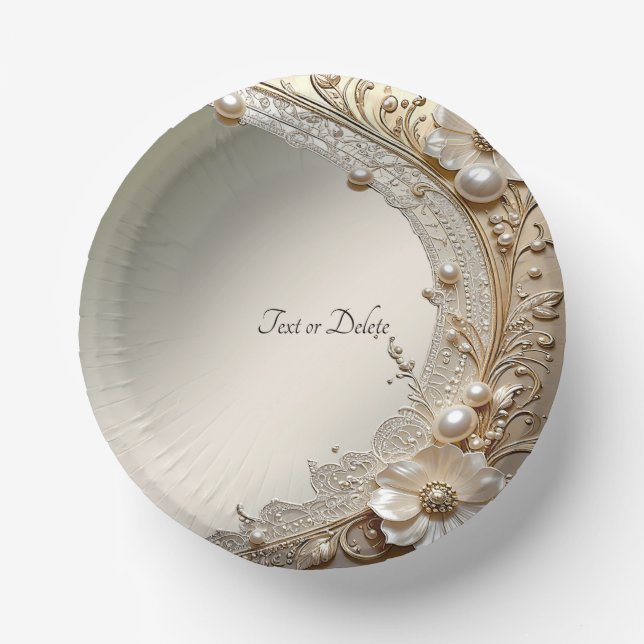 Bols En Carton Fleurs de perles blanches modernes (Recto)