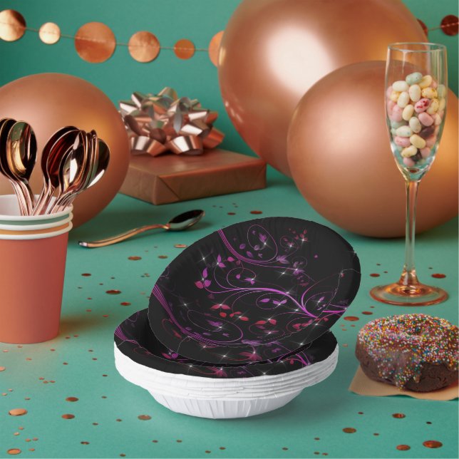 Bols En Carton Fleurs roses chaudes (Multi)