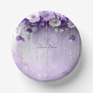 Bols En Carton Fleurs violettes avec perles qui pendent