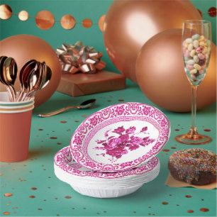 Bols En Carton Floral vintage Rose Et Blanc
