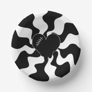 Bols En Carton Fonte cardiaque en noir et blanc