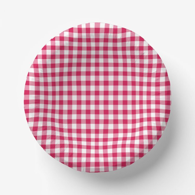 Bols En Carton Framboise Gingham Classique (Recto)