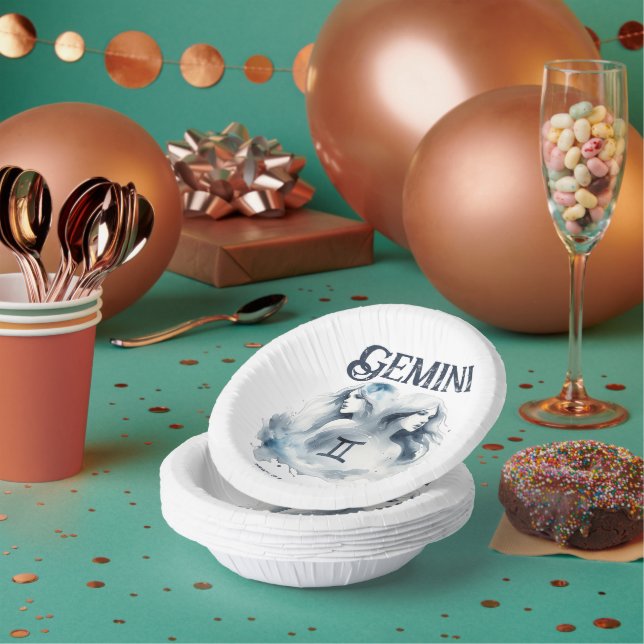 Bols En Carton Gemini Twins Zodiac Thème Anniversaire Fête (Multi)