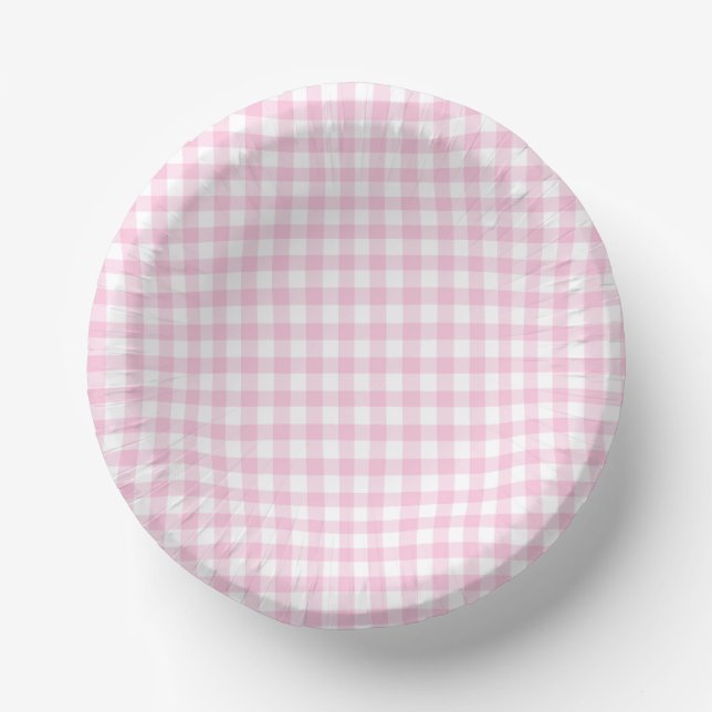 Bols En Carton Gingham Classique Rose Clair (Recto)