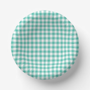 Bols En Carton Gingham Classique Vert Bleu de Bluegrass