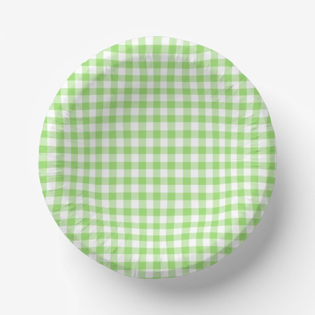 Bols En Carton Gingham Classique Vert Printemps (Recto)