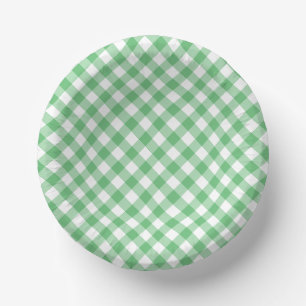 Bols En Carton Gingham Rétro Été Vert