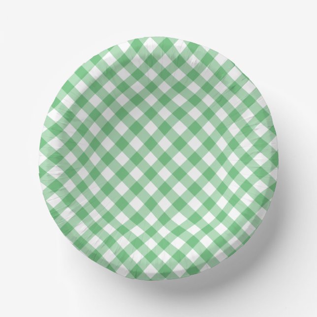 Bols En Carton Gingham Rétro Été Vert (Recto)