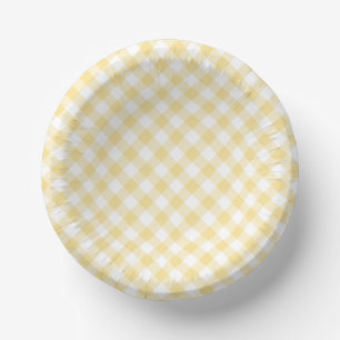 Bols En Carton Gingham Rétro Jaune Canari