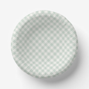 Bols En Carton Gingham Rétro Printemps Sauge Atténué