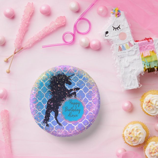 Bols En Carton Glittery Starry Whimsical Unicorn Anniversaire Per (Fête)