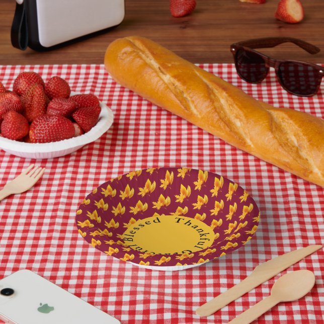 Bols En Carton Gold Leaf Foliage d'automne Fête de vacances (Pique-nique)