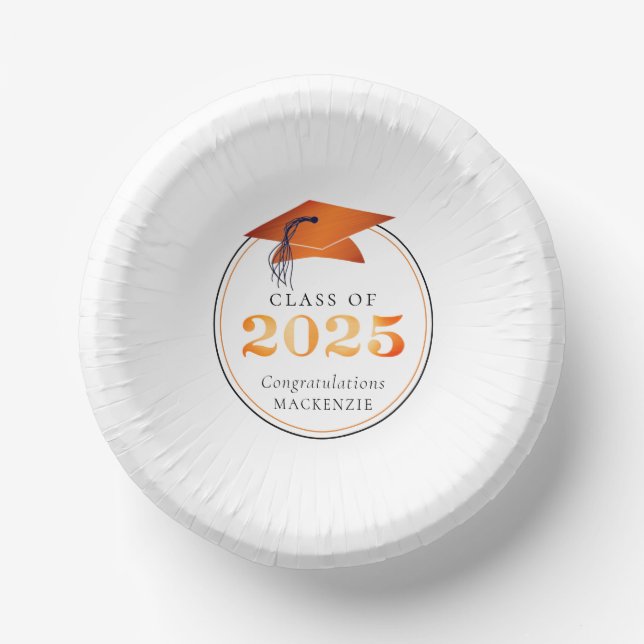 Bols En Carton Graduation 2025 Faux Metallic Orange Noir (Recto)